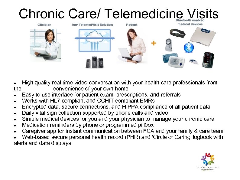 Chronic Care/ Telemedicine Visits High quality real time video conversation with your health care