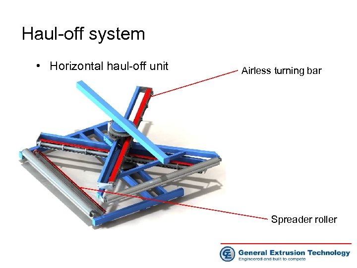 Haul-off system • Horizontal haul-off unit Airless turning bar Spreader roller 