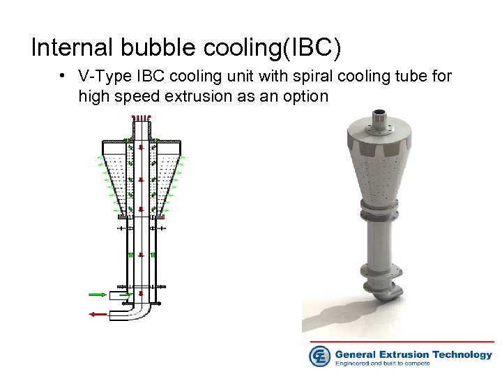 Internal bubble cooling(IBC) • V-Type IBC cooling unit with spiral cooling tube for high