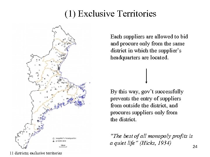 (1) Exclusive Territories Each suppliers are allowed to bid and procure only from the