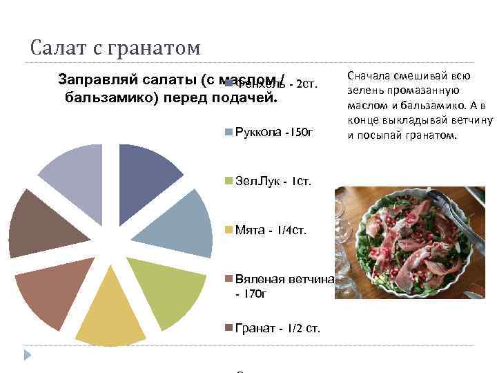 Салат с гранатом Заправляй салаты (с маслом / - 2 ст. Фенхель бальзамико) перед