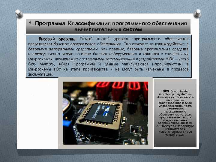 1. Программа. Классификация программного обеспечения вычислительных систем Базовый уровень. Самый низкий уровень программного обеспечения