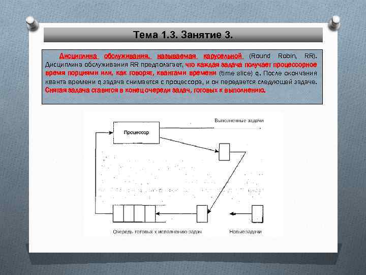 Тема 1. 3. Занятие 3. Дисциплина обслуживания, называемая карусельной (Round Robin, RR). Дисциплина обслуживания