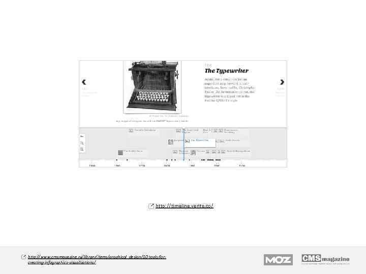 http: //timeline. verite. co/ http: //www. cmsmagazine. ru/library/items/graphical_design/10 -tools-forcreating-infographics-visualizations/ 