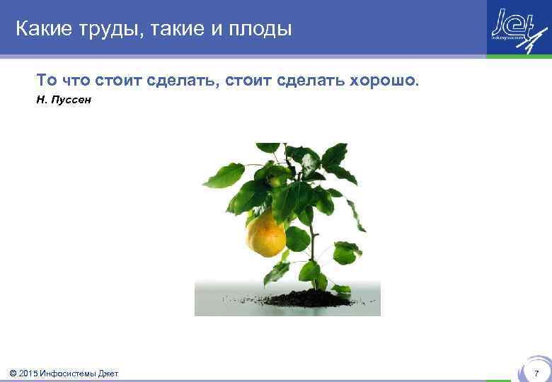 Какие труды, такие и плоды То что стоит сделать, стоит сделать хорошо. Н. Пуссен