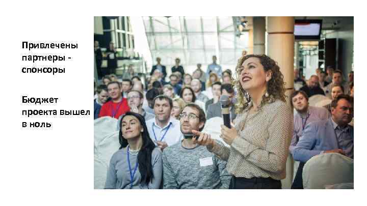 Привлечены партнеры спонсоры Бюджет проекта вышел в ноль 
