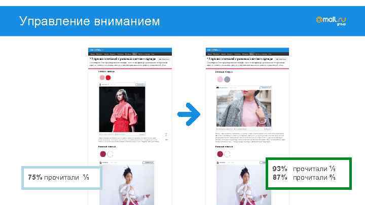Управление вниманием 75% прочитали ⅓ 93% прочитали ⅓ 87% прочитали ⅔ 