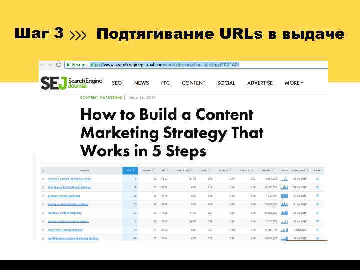 Шаг 3 Подтягивание URLs в выдаче 