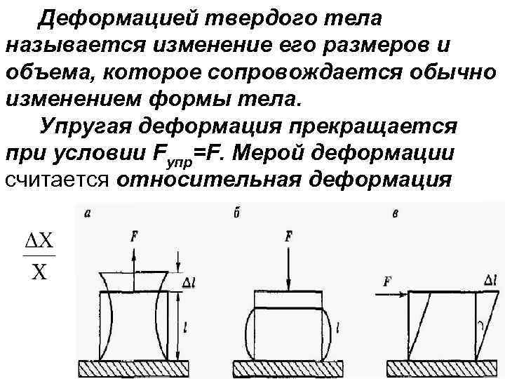 Изменение формы и размера тела называется