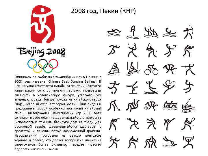 2008 год, Пекин (КНР) Официальная эмблема Олимпийских игр в Пекине в 2008 году названа