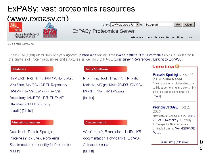 Ex. PASy: vast proteomics resources (www. expasy. ch) Fig. 2. 10 Page 34 
