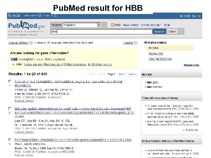 Pub. Med result for HBB 