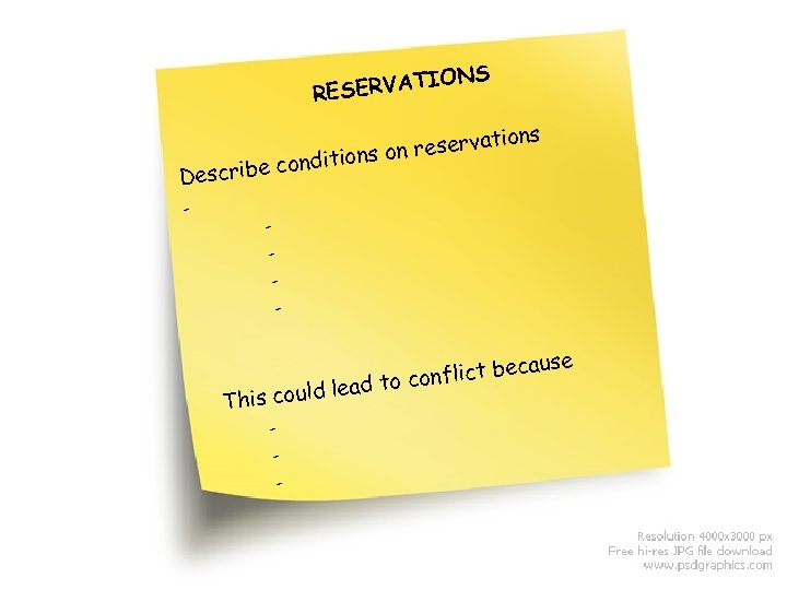 NS ERVATIO RES ons reservati s on condition e Describ - - e This