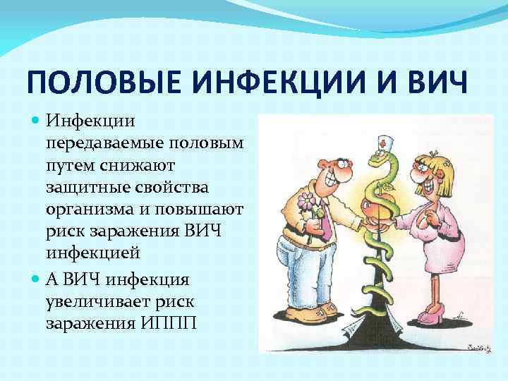 ПОЛОВЫЕ ИНФЕКЦИИ И ВИЧ Инфекции передаваемые половым путем снижают защитные свойства организма и повышают