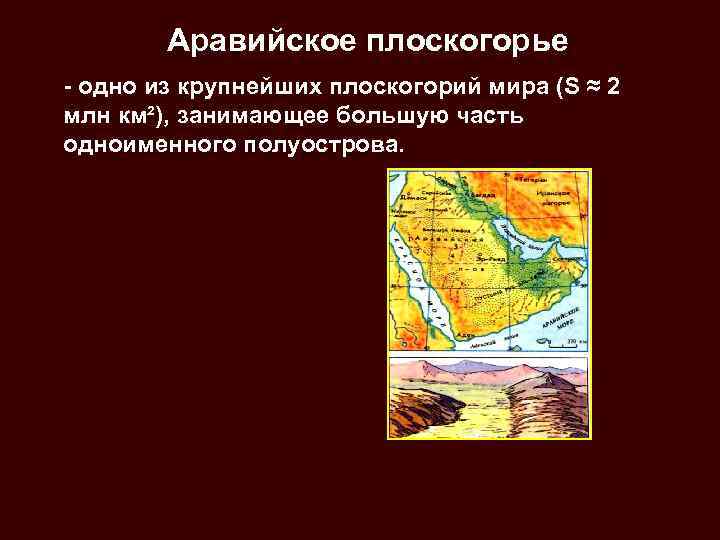 Аравийское плоскогорье карта