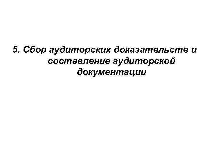 5. Сбор аудиторских доказательств и составление аудиторской документации 