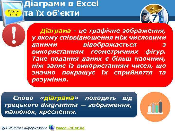 Розділ 4 § 4. 6 Діаграми в Excel та їх об'єкти 7 Діаграма -