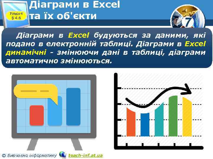 Розділ 4 § 4. 6 Діаграми в Excel та їх об'єкти 7 Діаграми в