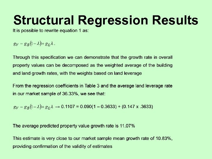 Structural Regression Results 