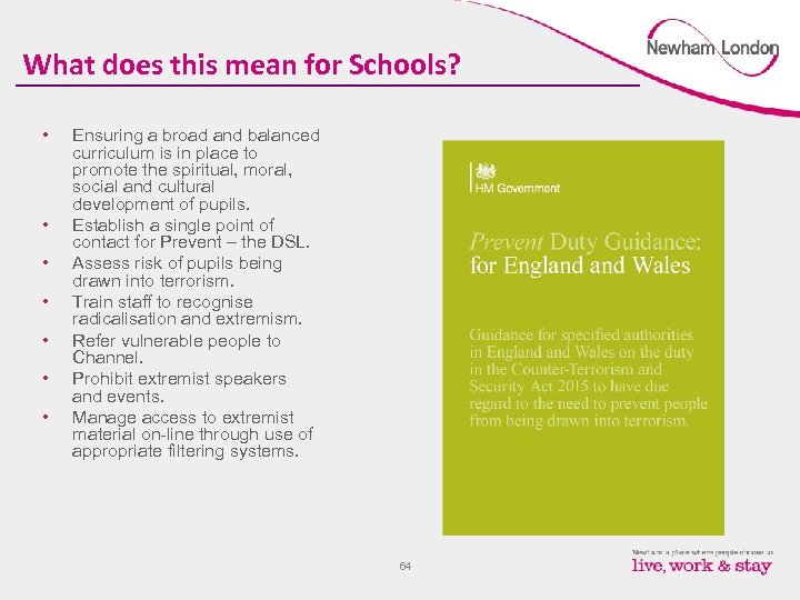 What does this mean for Schools? • • Ensuring a broad and balanced curriculum