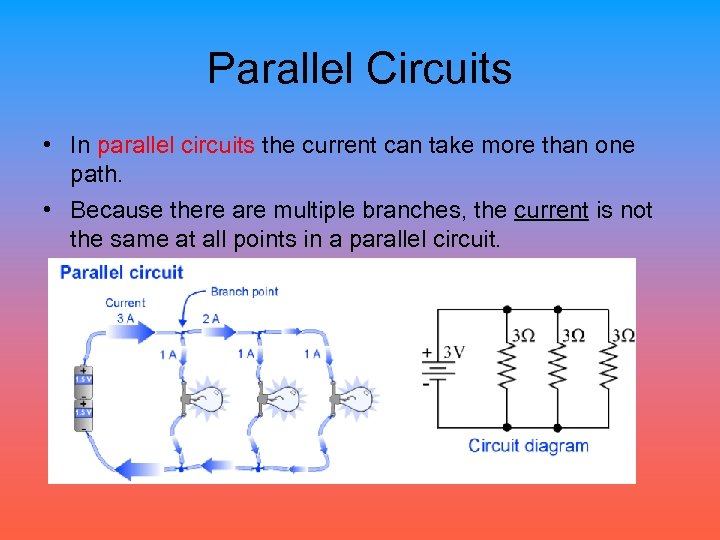 Parallel Circuits • In parallel circuits the current can take more than one path.
