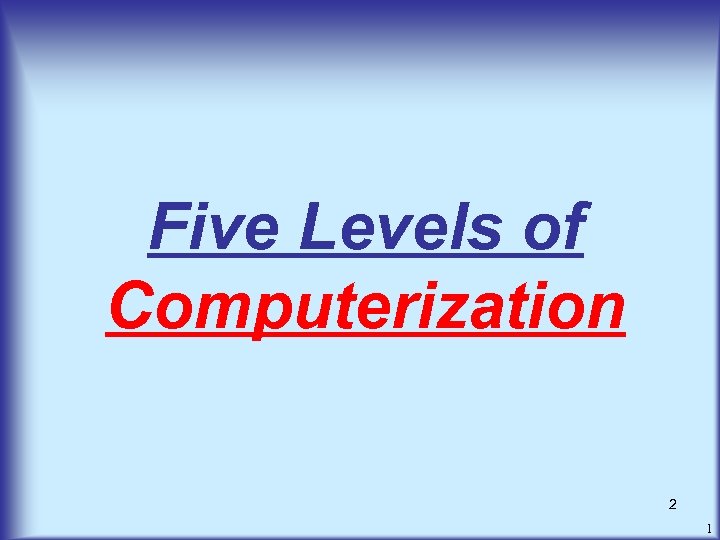 Five Levels of Computerization 2 1 