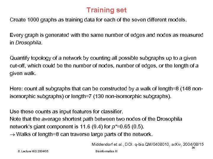 Training set Create 1000 graphs as training data for each of the seven different