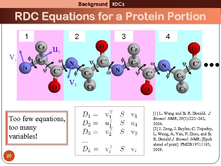 Background RDCs RDC Equations for a Protein Portion 1 v 2 3 4 u