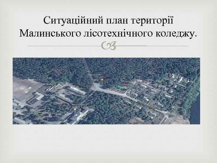 Ситуаційний план території Малинського лісотехнічного коледжу. 