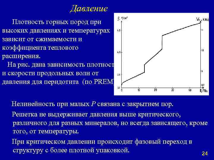 Давление Плотность горных пород при высоких давлениях и температурах зависит от сжимаемости и коэффициента