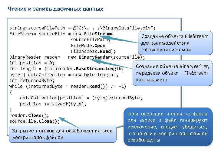 Чтение и запись двоичных данных string source. File. Path = @