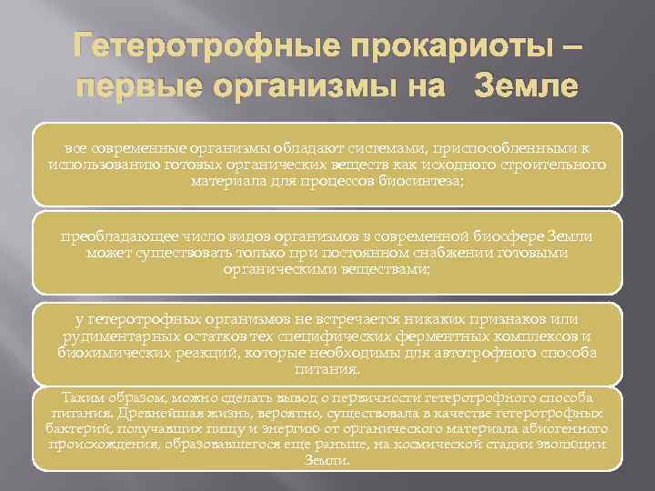 Гетеротрофные прокариоты – первые организмы на Земле все современные организмы обладают системами, приспособленными к