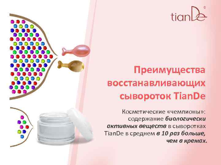 Преимущества восстанавливающих сывороток Tian. De Косметические «чемпионы» : содержание биологически активных веществ в сыворотках
