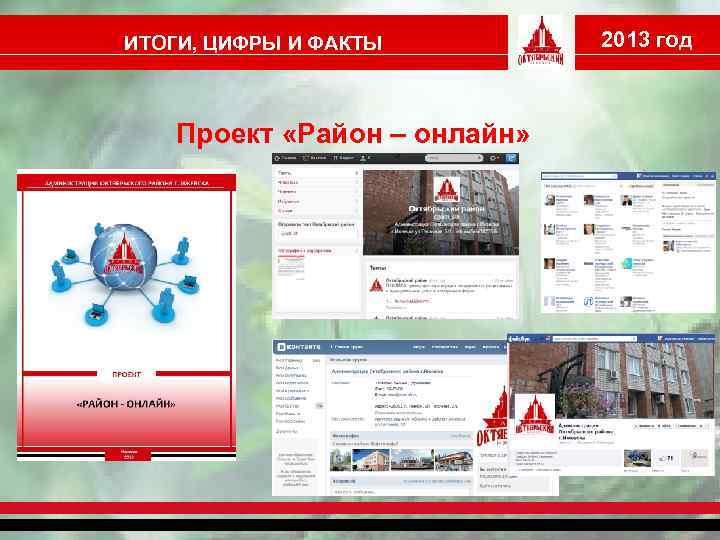 ИТОГИ, ЦИФРЫ И ФАКТЫ Проект «Район – онлайн» 2013 год 
