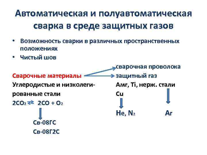 Автоматическая и полуавтоматическая сварка в среде защитных газов • Возможность сварки в различных пространственных