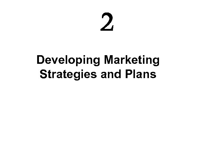 2 Developing Marketing Strategies and Plans 