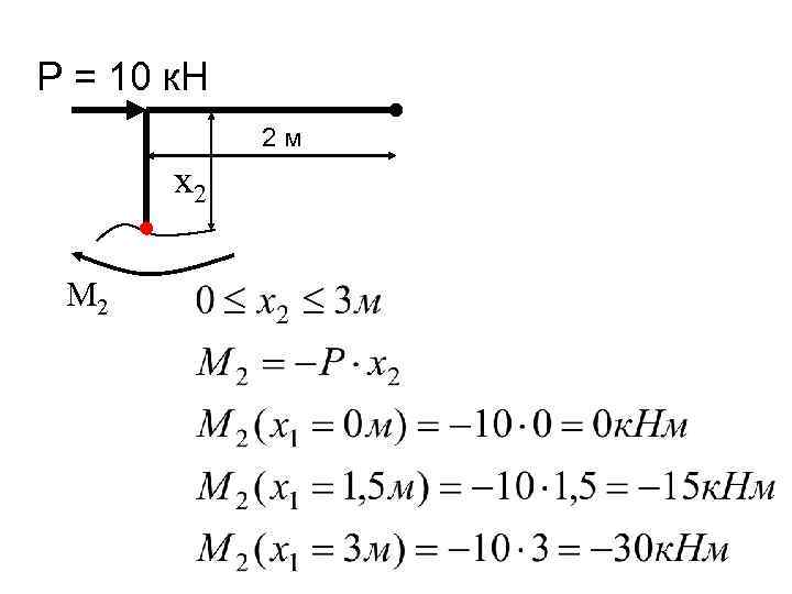 Р = 10 к. Н 2 м x 2 M 2 