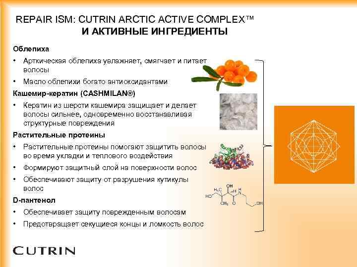 REPAIR ISM: CUTRIN ARCTIC ACTIVE COMPLEX™ И АКТИВНЫЕ ИНГРЕДИЕНТЫ Облепиха • Арткическая облепиха увлажняет,