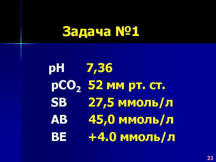 Задача № 1 р. Н р. СО 2 SB AB ВЕ 7, 36 52