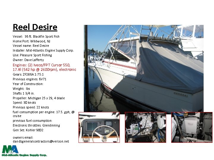 Reel Desire Vessel: 36 ft. Blackfin Sport Fish Home Port: Wildwood, NJ Vessel name: