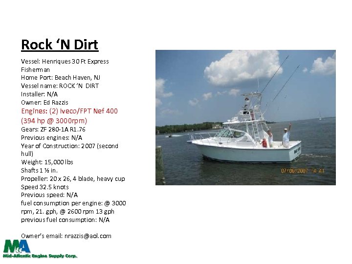 Rock ‘N Dirt Vessel: Henriques 30 Ft Express Fisherman Home Port: Beach Haven, NJ