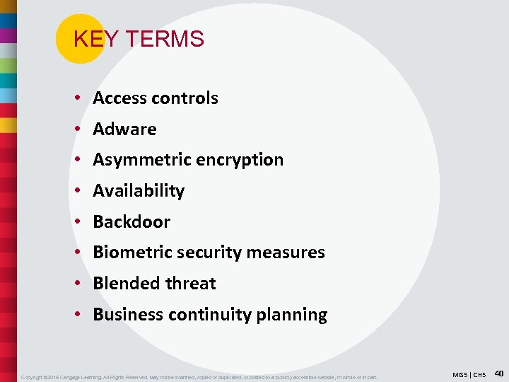 KEY TERMS • Access controls • Adware • Asymmetric encryption • Availability • Backdoor