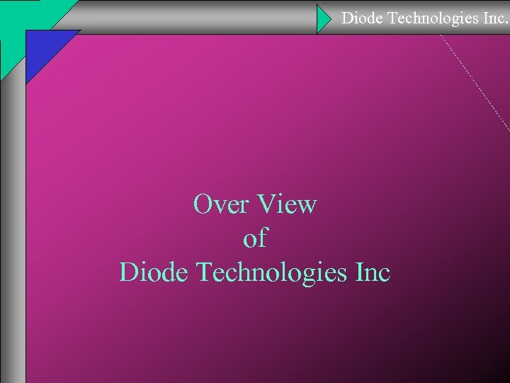 Diode Technologies Inc. Over View of Diode Technologies Inc 