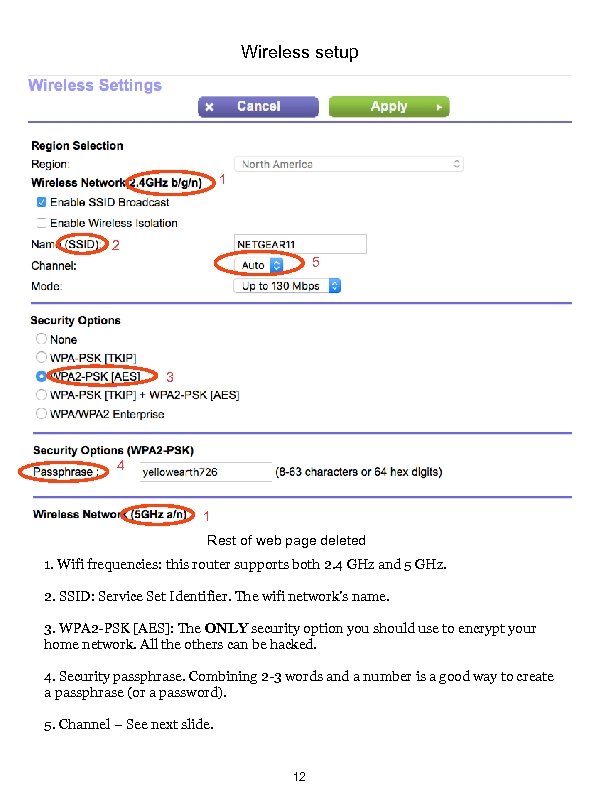 Wireless setup 1 2 5 3 4 1 Rest of web page deleted 1.