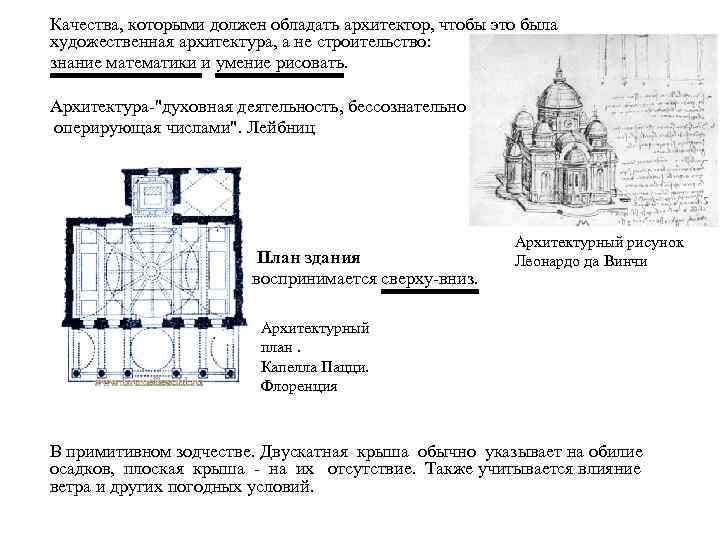 Качества, которыми должен обладать архитектор, чтобы это была художественная архитектура, а не строительство: знание
