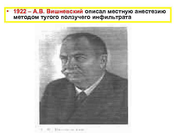  • 1922 – А. В. Вишневский описал местную анестезию методом тугого ползучего инфильтрата