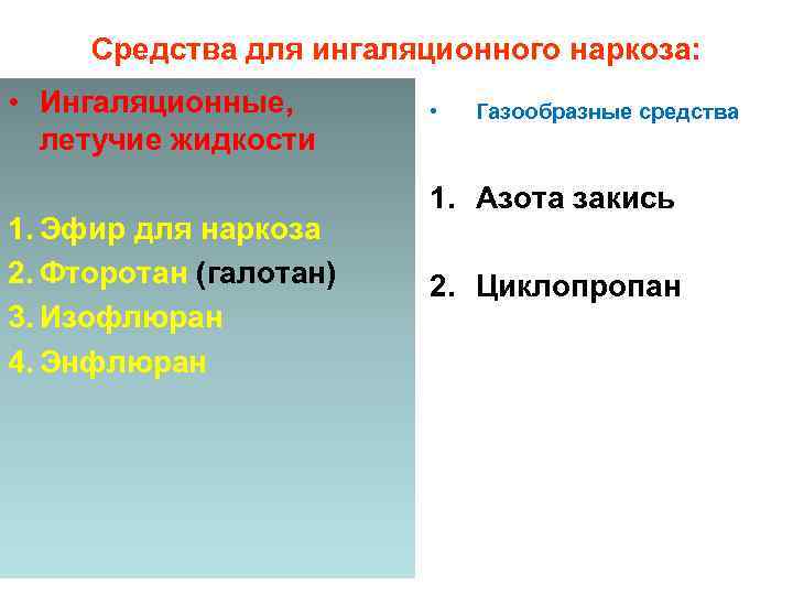 Газообразные препараты