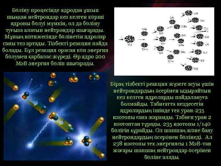 Бөліну процесінде ядродан ұшып шыққан нейтрондар кез келген көрші ядроны бөлуі мүмкін, ол да