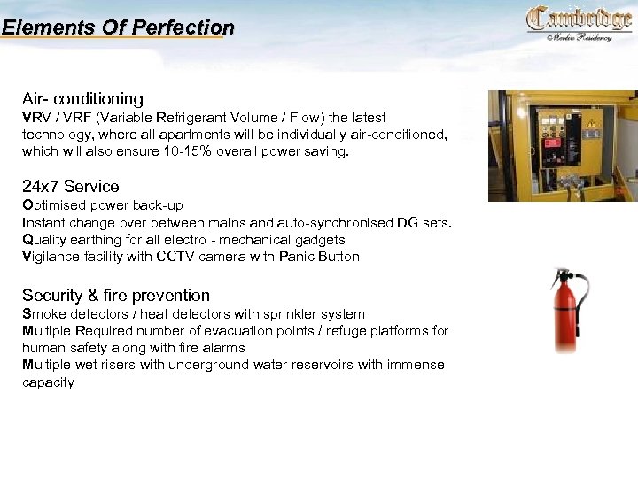 Elements Of Perfection Air- conditioning VRV / VRF (Variable Refrigerant Volume / Flow) the