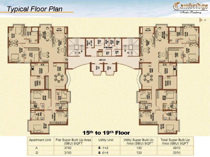 Typical Floor Plan 15 th to 19 th Floor SS- 
